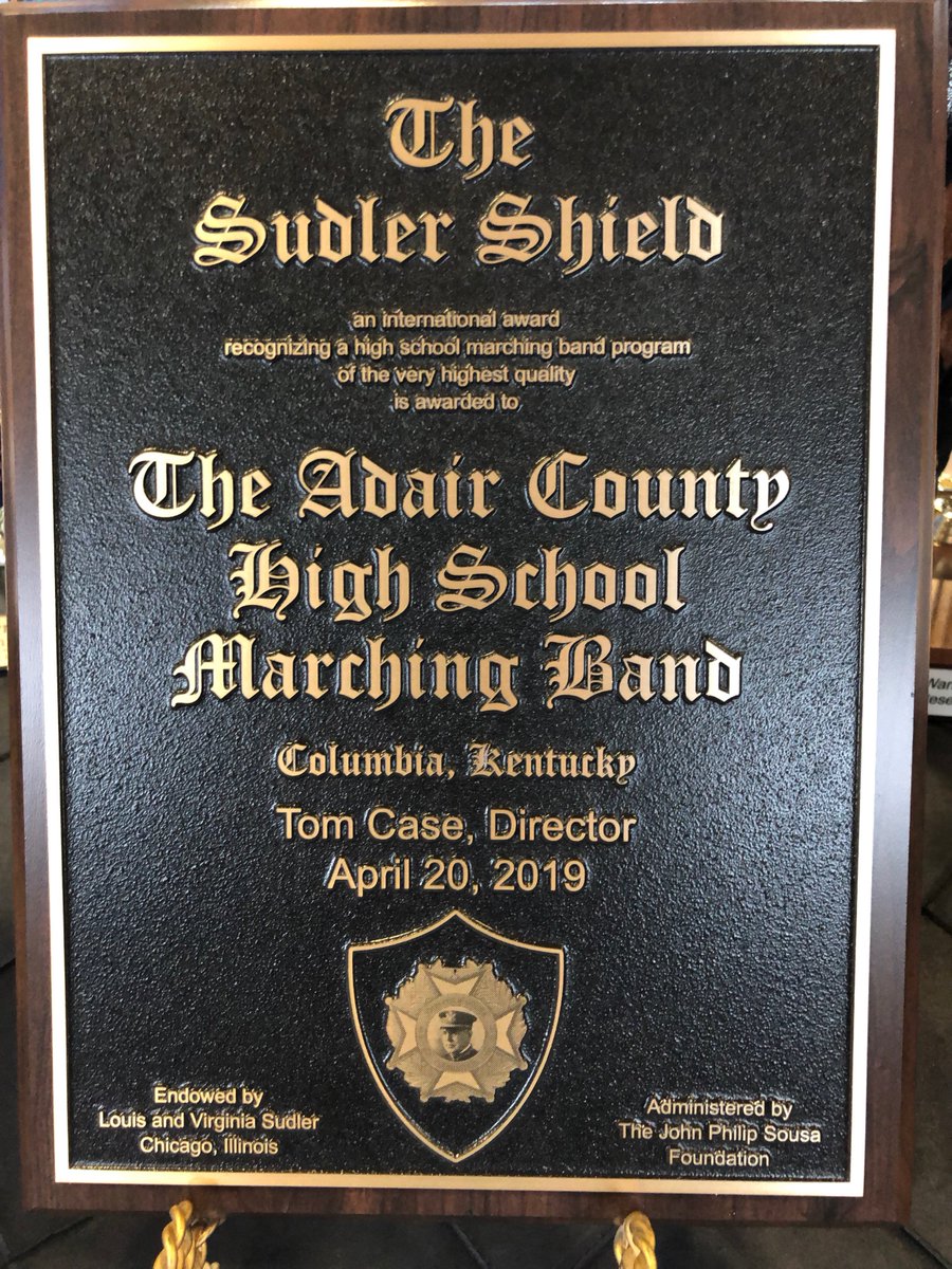 wdalewarren's tweet photo. What a wonderful Sudler Shield Presentation Spring Concert performed Saturday evening by the Adair County High School, KY Concert Band- Tom Case &amp; Jordan Humphress, Directors. Adair County is only the 4th recipient of the US Small High School Division Sudler Shield Award...BRAVO! https://t.co/x9zxJBpkuY