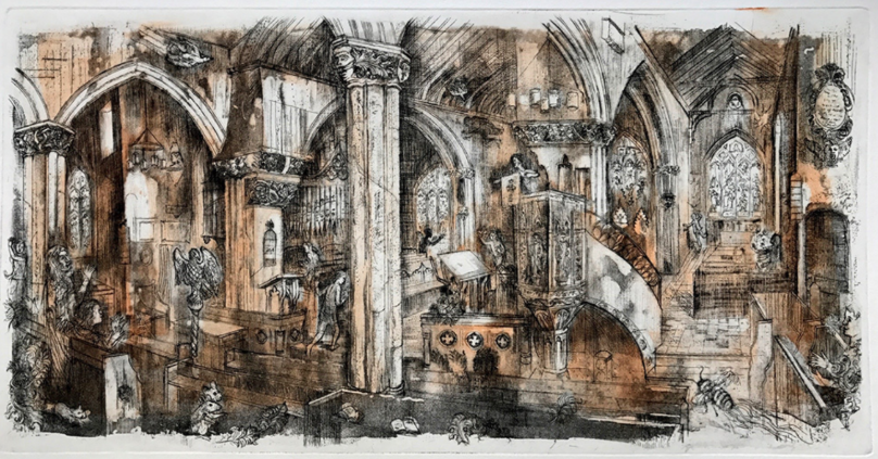 UofMDesign's tweet photo. Professor James Boyd Brent's latest exhibition, Urban Theology, is now on display at @haumc! https://t.co/MqKwLp4cCK #graphicdesign #etchings #facultywork https://t.co/uOTXNHxmq3