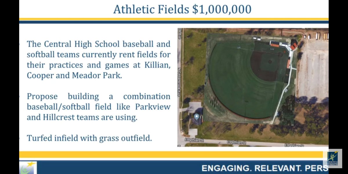 Hooray for <a href="/CentralBulldog/">Central High School</a>! So happy to see <a href="/officialSPS/">Springfield Public Schools</a> plans for Central to get their own baseball/softball field! ⚾
