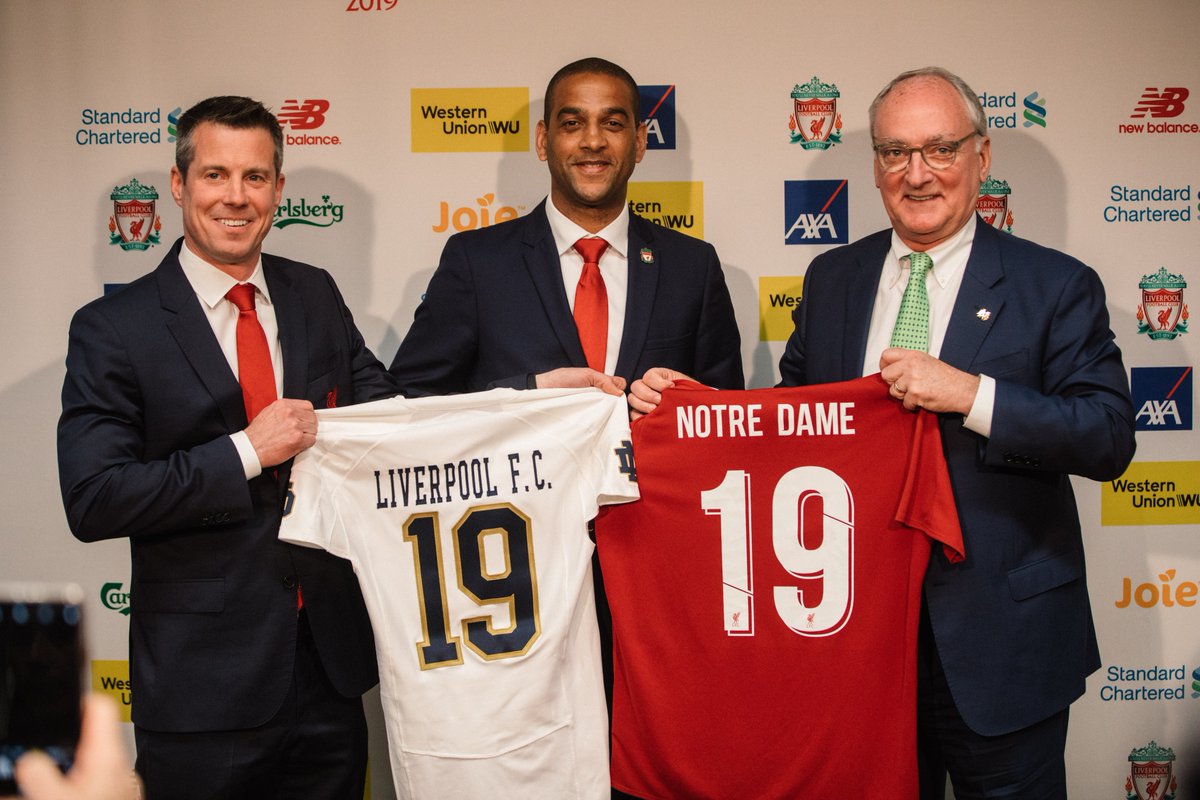 FightingIrish's tweet photo. It’s story time.

Just three days after @LFC clinched a third title, AD Jack Swarbrick’s father was born in Liverpool.

97 years later, Jack's bringing the Reds to Notre Dame Stadium for a football game unlike anything the House That Rockne Built has seen before.

#GoIrish https://t.co/nogY8ThtVP