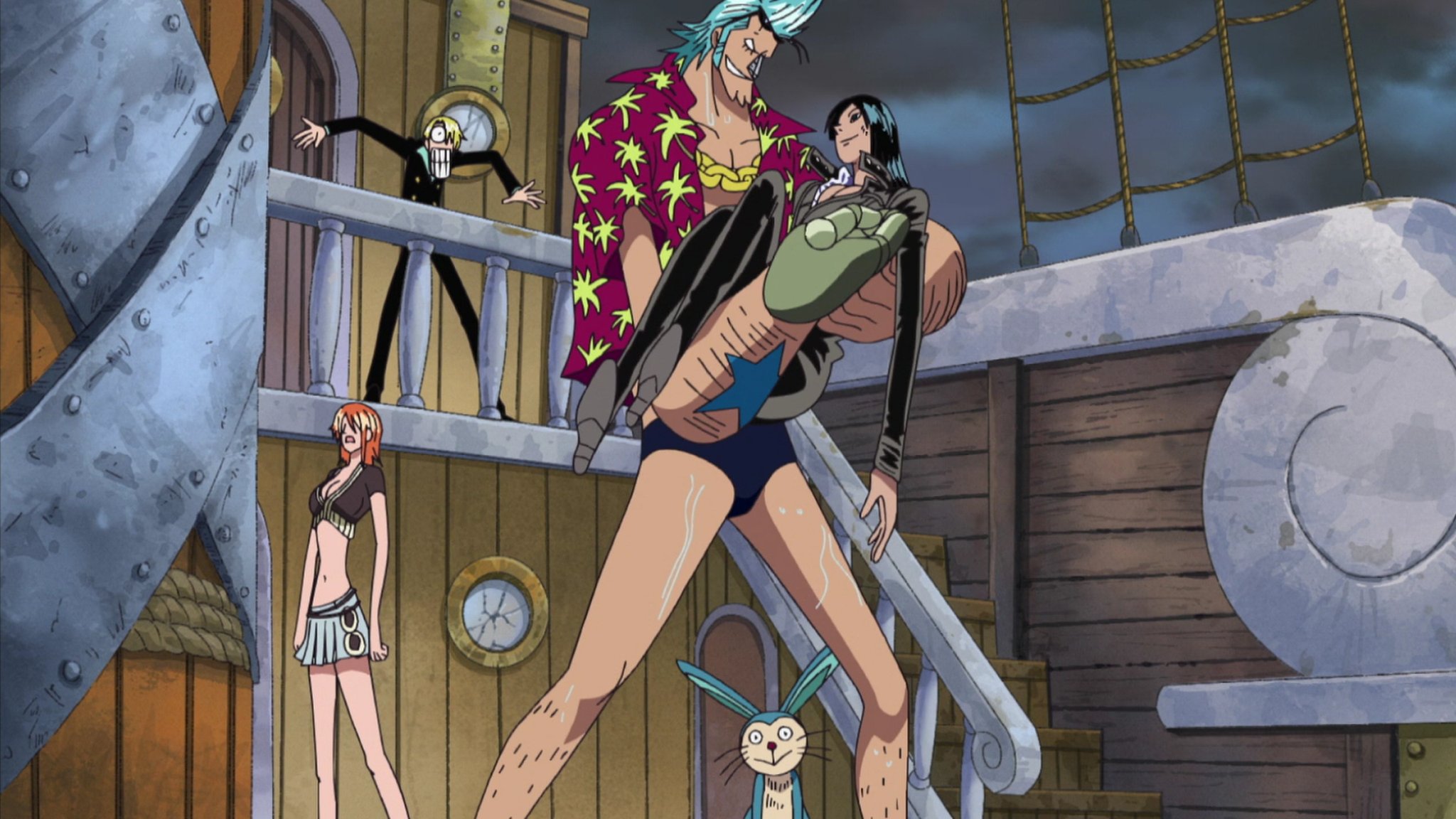 9. 2. 1. Look at this shot Robin and Franky sharing a moment, Gonbe is just...