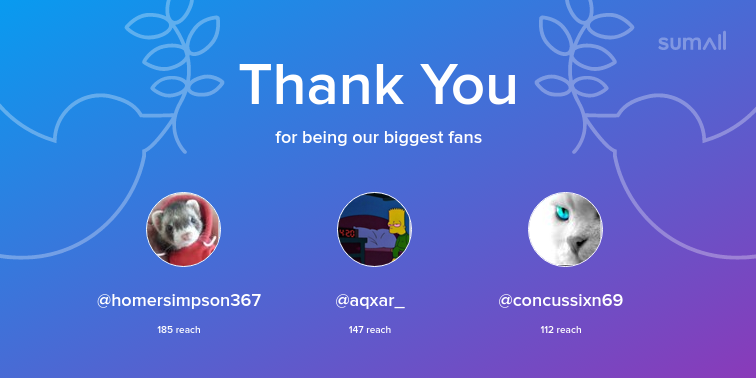 AAthyzz's tweet image. Our biggest fans this week: @homersimpson367, @aqxar_, @concussixn69. Thank you! via sumall.com/thankyou?utm_s…