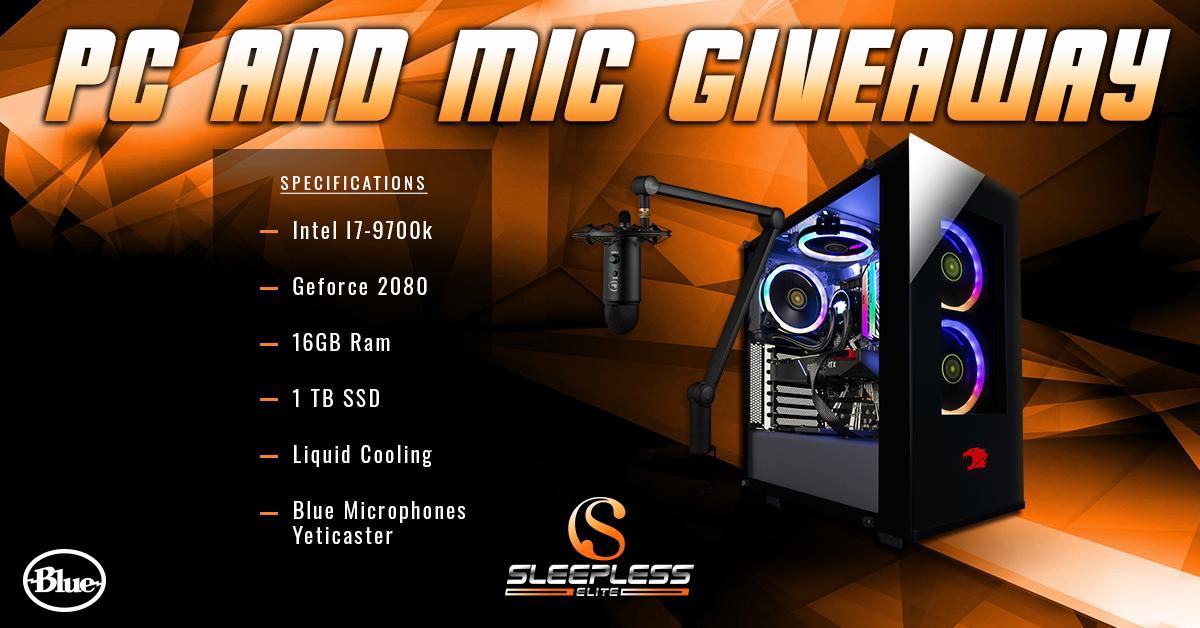 sleepless3lite's tweet image. New PC and Blue Yeti Giveaway!
1. Follow @sleepless3lite and @BlueMicrophones 
2. Retweet
3. Tag A Friend
4. Watch the live stream for secret extra entries everyday! 
5. More Entries At gleam.io/XpJBm/pc-and-y…