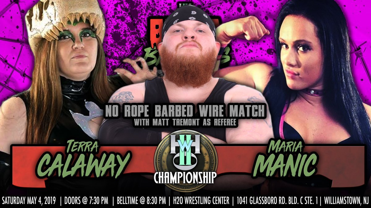 RobKovach999's tweet photo. THIS SATURDAY Williamstown NJ @H_2_0WRESTLING WH20 BLOOD BOARDS &amp; BARBED-WIRE with @TerraCalaway @Gabbity @brittanyblake_ @bloodyxadorable @IamGabbyGilbert @_hernameismax_ @AMYLEE869 @JennyRose_JRo @SeanH_H2O @StockadeSDMF @LowlifeLouie @TremontCZW &amp;More https://t.co/Fy2gw0GpPF