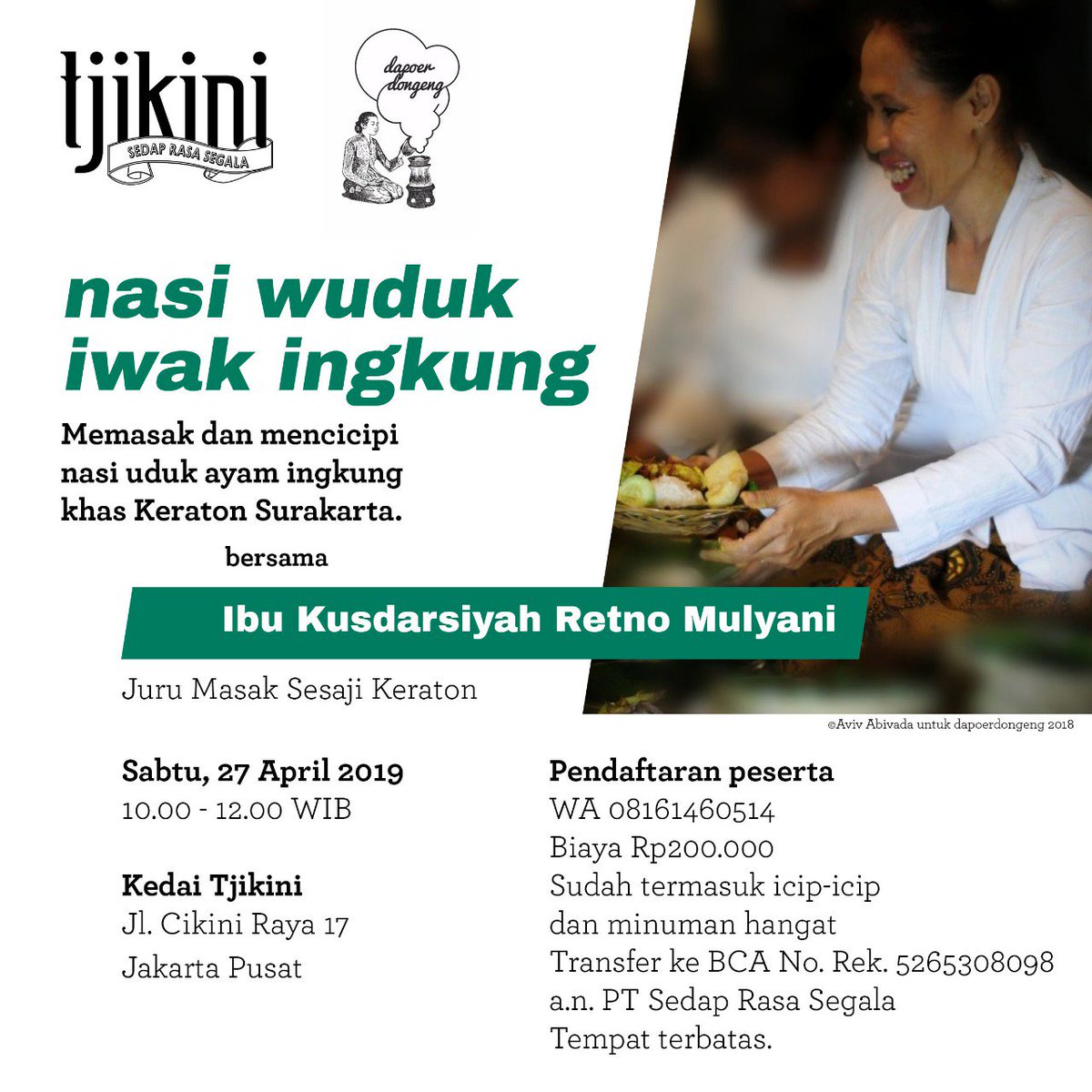 Mari ikut demo masak "Nasi Wuduk Iwak Ingkung" ala Keraton Surakarta. Segera daftar melalui WA 08161460514. #demomasak #kulinersolo #masakanindonesia #creativeweekend #homemadecoking