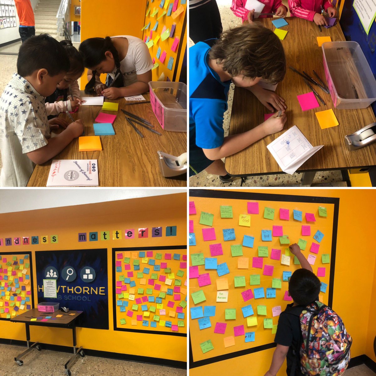 sborresen25's tweet photo. Our kindness wall grew at tonight’s Showcase of Learning! Shout out to all staff who helped plan this great event! 👏🏼#HawLAB #KindnessMatters https://t.co/VkGys0T02W