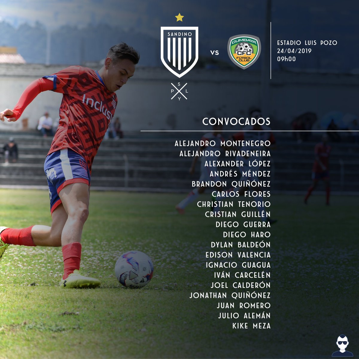 SandinoFC's tweet photo. Estos son los guerreros #convocados para el partido frente a @Cumbaya_Oficial por la 3ra. fecha del Campeonato de @Segunda_Ec @AFNAPichincha.
DALE SANDINO!! #NiMeVendoNiMeRindo! https://t.co/v4X17emJKR