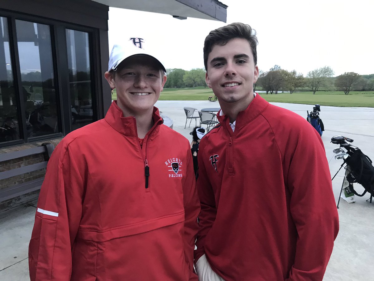 KEHager's tweet photo. Congrats Heights golfers Kaden Claassen and Carson Hager on their 8th and 7th place finish at the GWAL tournament today. It was a blustery day at Tex Consolver. @HeightsBooster https://t.co/lEGqK3PzUS