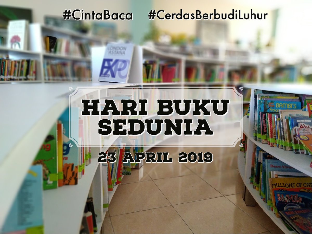 CintaBaca_ID's tweet photo. Selamat Hari Buku Sedunia 2019. .
🎶🎵
Buku ... Buku itu sumber ilmu
Buku ... Buku sangat berharga
Buku ... Buku jendela dunia
Ayo semua membaca buku.
🎶🎵
.
#CerdasBerbudiLuhur #MembacaMengubahHidup #CintaBaca #worldbookday2019 https://t.co/EzocbdQTv5