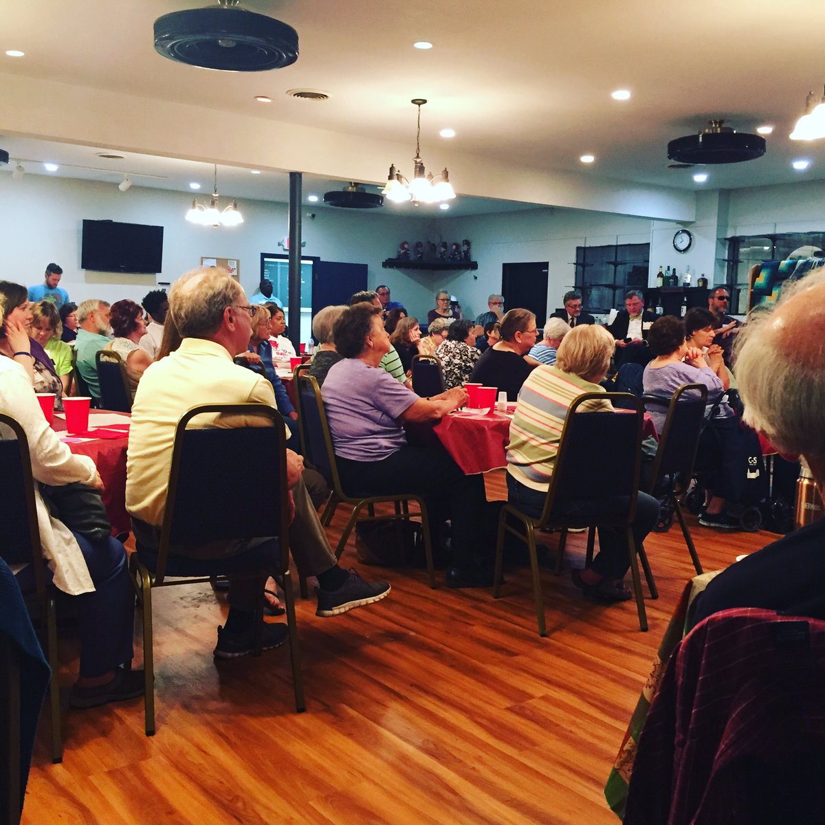RyanPatrickRams's tweet photo. Grateful for the opportunity to speak in front of the Clark County Democratic Alliance this evening.  A lot of positive energy and great candidates in the room.  The primary is less than two weeks away!  #ramsey4clarksville https://t.co/XQwp5IaTOs