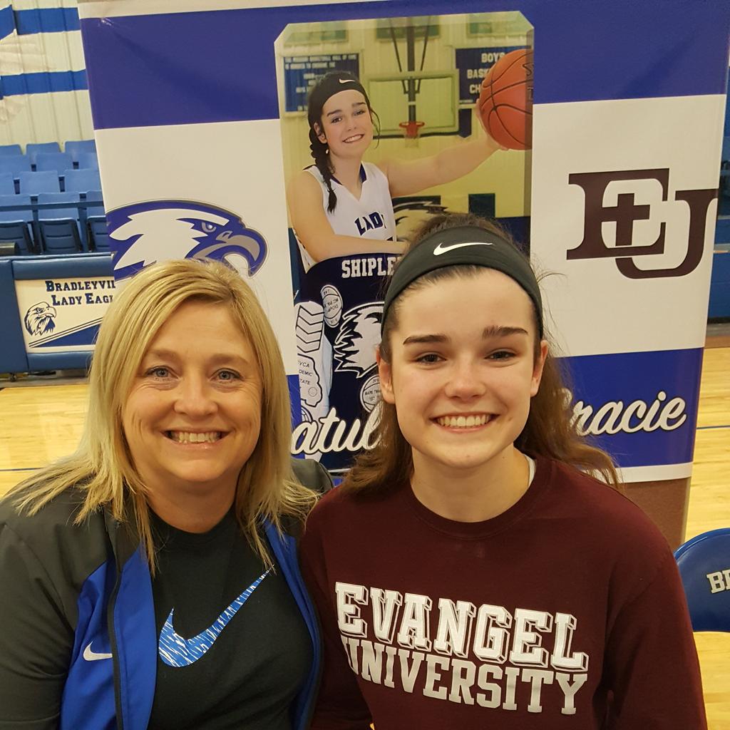 Congratulations to Senior Lady Eagle Gracie Shipley for signing to play college basketball at Evangel University! I have enjoyed coaching you the past 6 years, which have flown by! Thank you for all the great memories! We look forward to watching you play at Evangel!