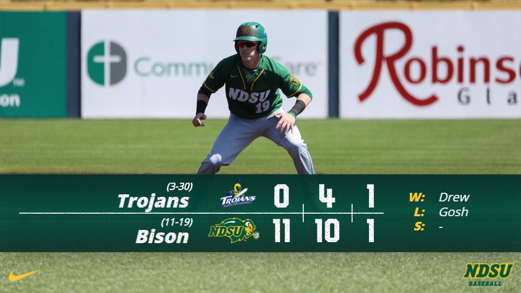 NDSUbaseball's tweet photo. Bison pitch the shutout in eight innings with an 11-0 win over Dakota State. #BuiltForBattle https://t.co/EqHpzFcGlt