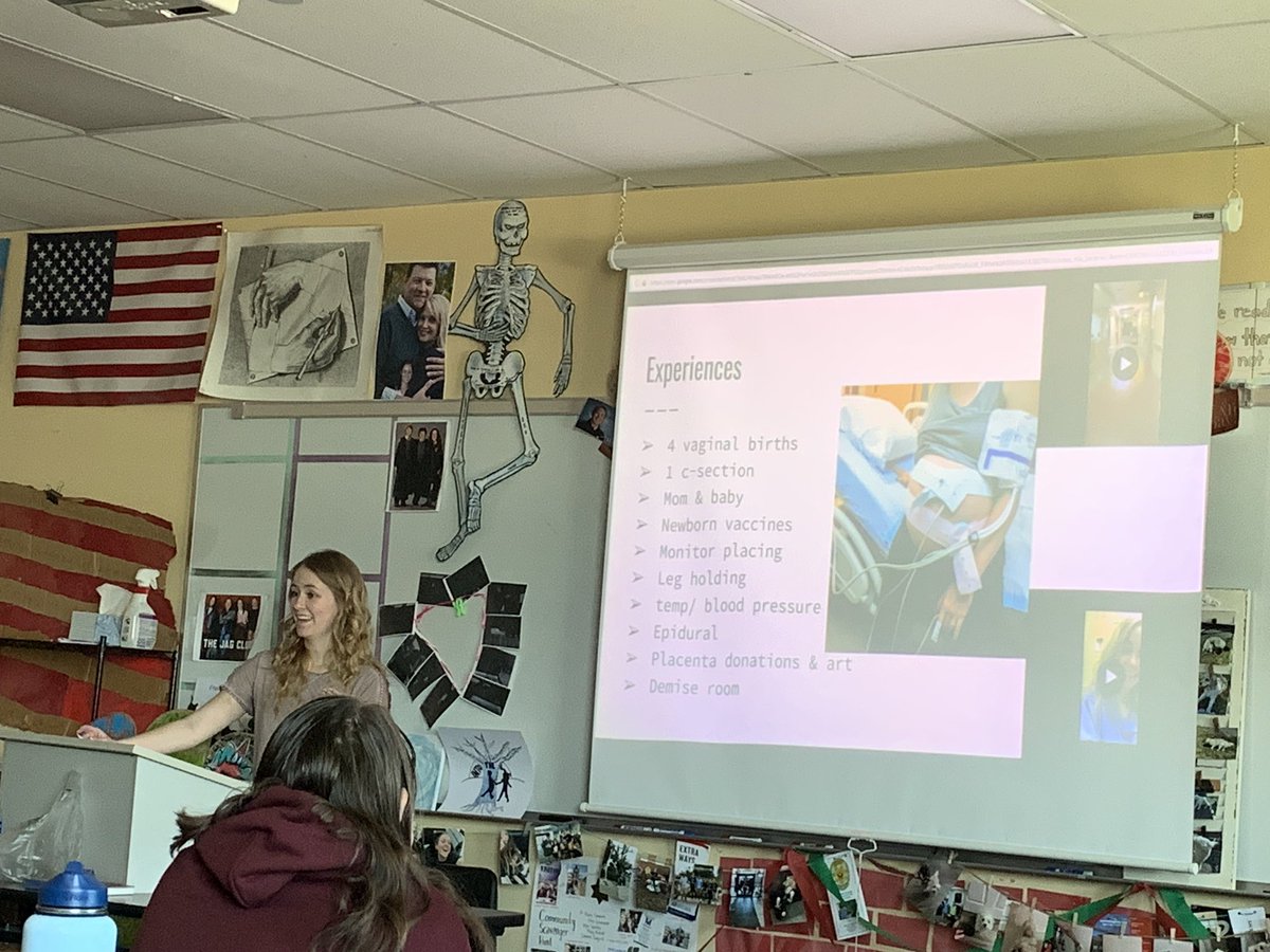 RCSeniorStudies's tweet photo. What a treat to hear Morgan Telatnik’s presentation today! One part of her project was to shadow a labor and delivery nurse where she saw a total 5 births — 4 were natural and 1 was a c-section. She has confirmed her desire to pursue this field and we’re so proud of her! https://t.co/pt5occxLGp