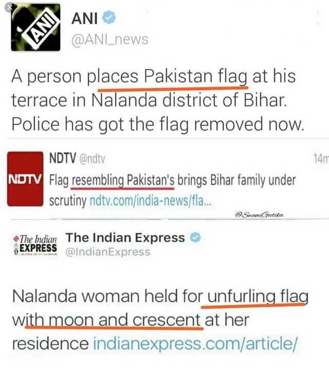 128Yo  #NDTV so secular that a Pakistani Flag automatically changes to a flag RESEMBLING Pakistani flag!This, when their OWN report says it is a Pakistani flag in the VERY FIRST SENTENCE!