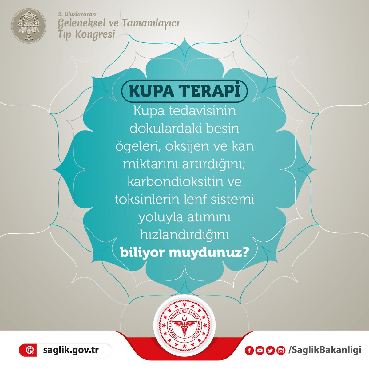 Kupa tedavisinin dokulardaki besin ögeleri, oksijen ve kan miktarını artırdığını; karbondioksitin ve toksinlerin lenf sistemi yoluyla atımını hızlandırdığını biliyor muydunuz? #DozundaYerinde