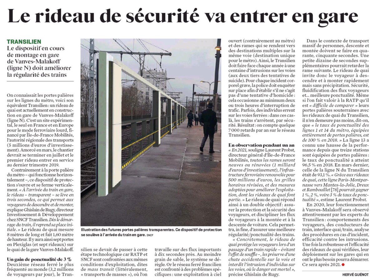 IDFmobilites's tweet photo. Pour renforcer la sécurité des voyageurs et améliorer la régularité des trains, des rideaux de quai vont être testés à la gare de Vanves-Malakoff. @lignesNetU_SNCF #ligneN #TransportsIDF https://t.co/wz8vRUqoEj