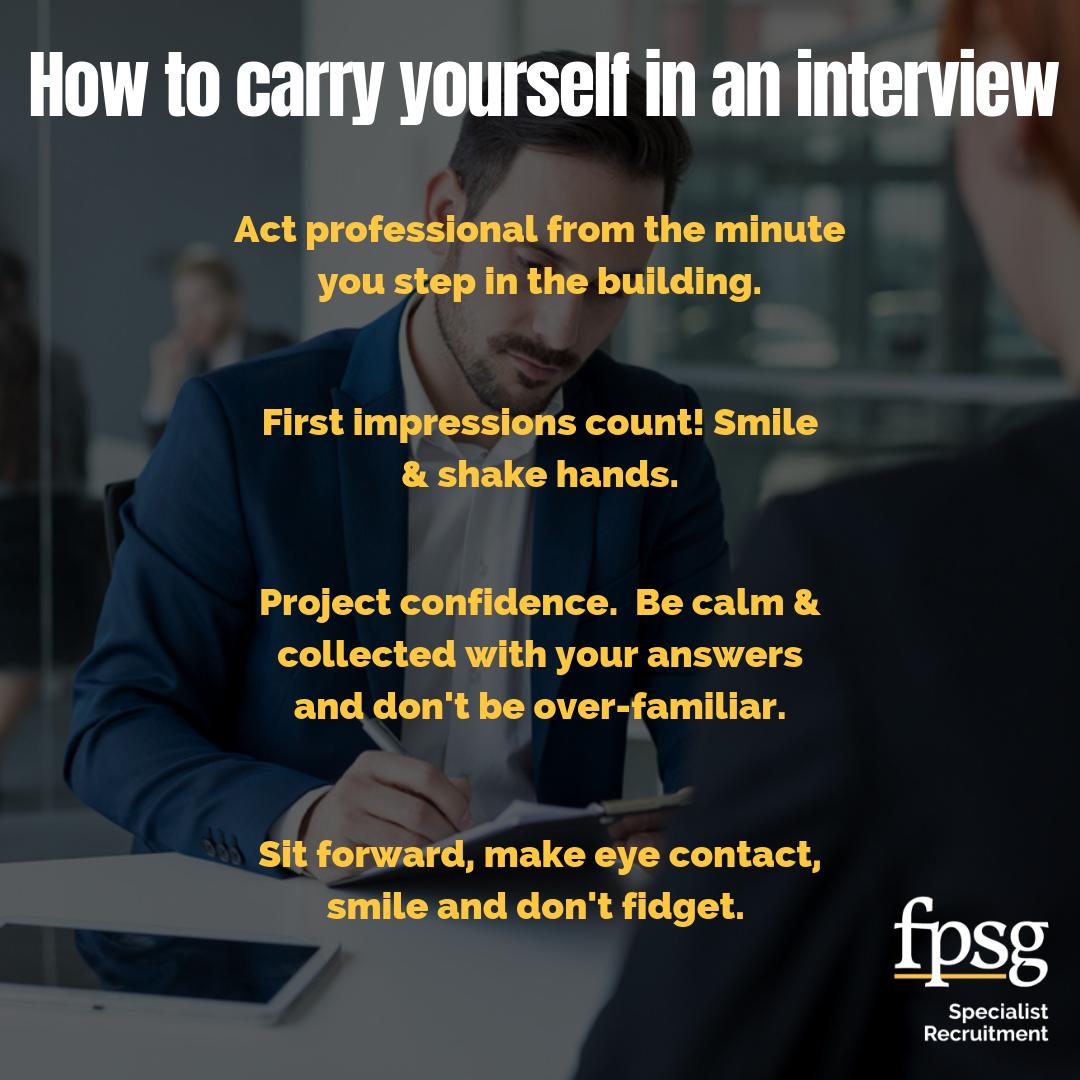 FPSGrecruitment's tweet photo. Got an interview lined up soon? Follow our #FPSGtips on carrying yourself in an interview and be the best you can be! 😀👍
#wednesdaywisdom #tips #hints #hintsandtips #interview #interviewskills #confidence #bodylanguage #professional #firstimpressions #newjob #reachyourgoal https://t.co/OE9zD4RgAp