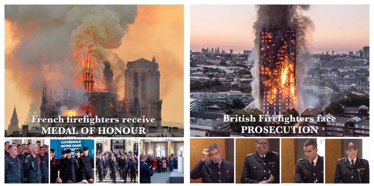 ChrisMoore_999's tweet photo. French Firefighters battled through the night to save expensive artefacts. They are rightly honoured for their efforts

British Firefighters battled through the night to save poor people. They face prosecution for not saving everyone &amp; are blamed for the complete building failure https://t.co/Kc7iRRKf8W