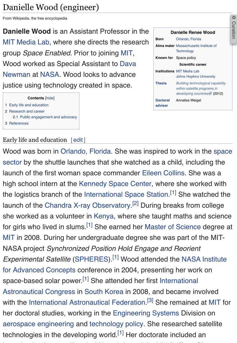 jesswade's tweet photo. 🚀 Meet Prof Danielle Wood, Director of @medialab’s @space_enabled. Wood investigates how space technologies can be used to benefit society. She’s a hero @owensfellowship, @TEDTalks star (https://t.co/dOO1vWy391 the #FD200. New @Wikipedia page:https://t.co/IgUwhxe1Wc #WomenInSTEM https://t.co/vwNB9i7Vgh
