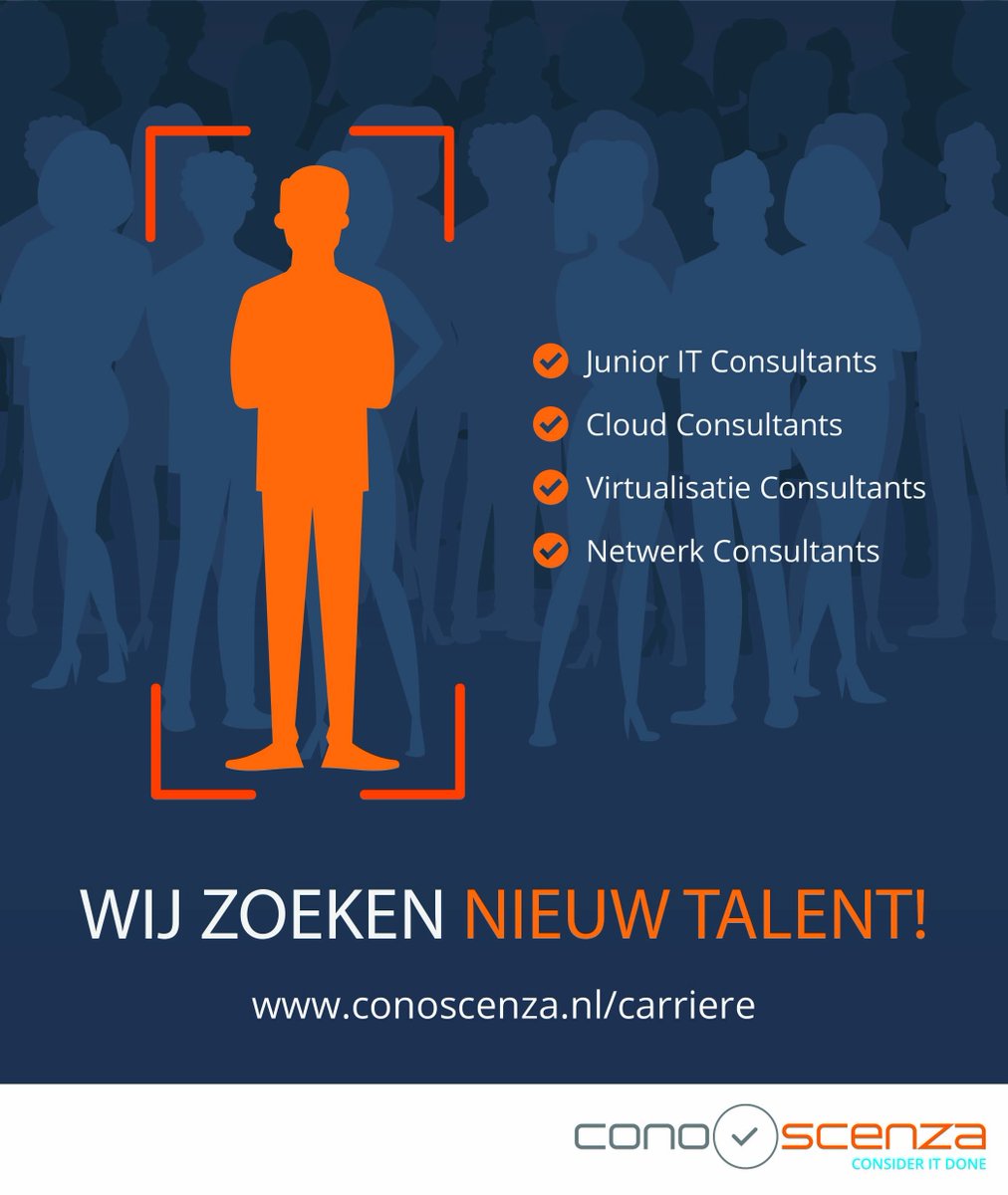 ConoScenzaBV's tweet image. Heb jij ervaring met cloud oplossingen, virtualisatie of netwerkinfrastructuren óf ben je bijna afgestudeerd HBO ICT'er? Bekijk dan onze actuele vacatures en solliciteer voor 1-7-2019 via: pos.li/2bq97j #vacatures