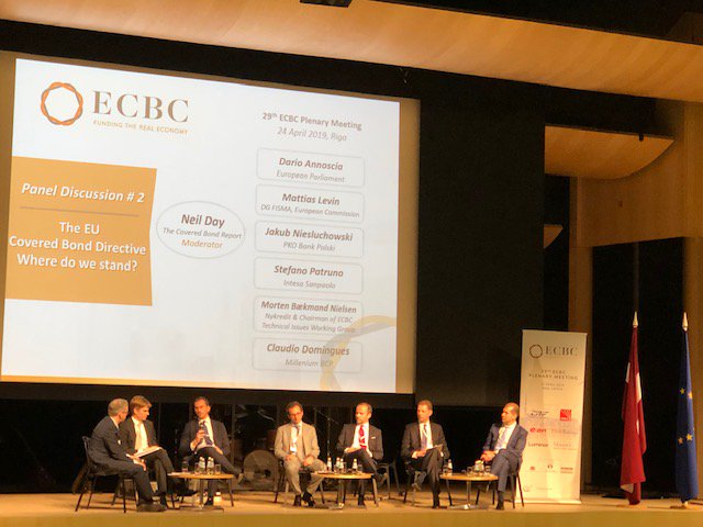 All eyes on THE panel discussion of today’s ECBC Plenary: #Coveredbond Directive. The Industry experts, including representatives from the <a href="/Europarl_EN/">European Parliament</a> &amp; <a href="/EU_Commission/">European Commission</a> are providing insight into how seminal this development is for the CB market &amp; its implications for the future.