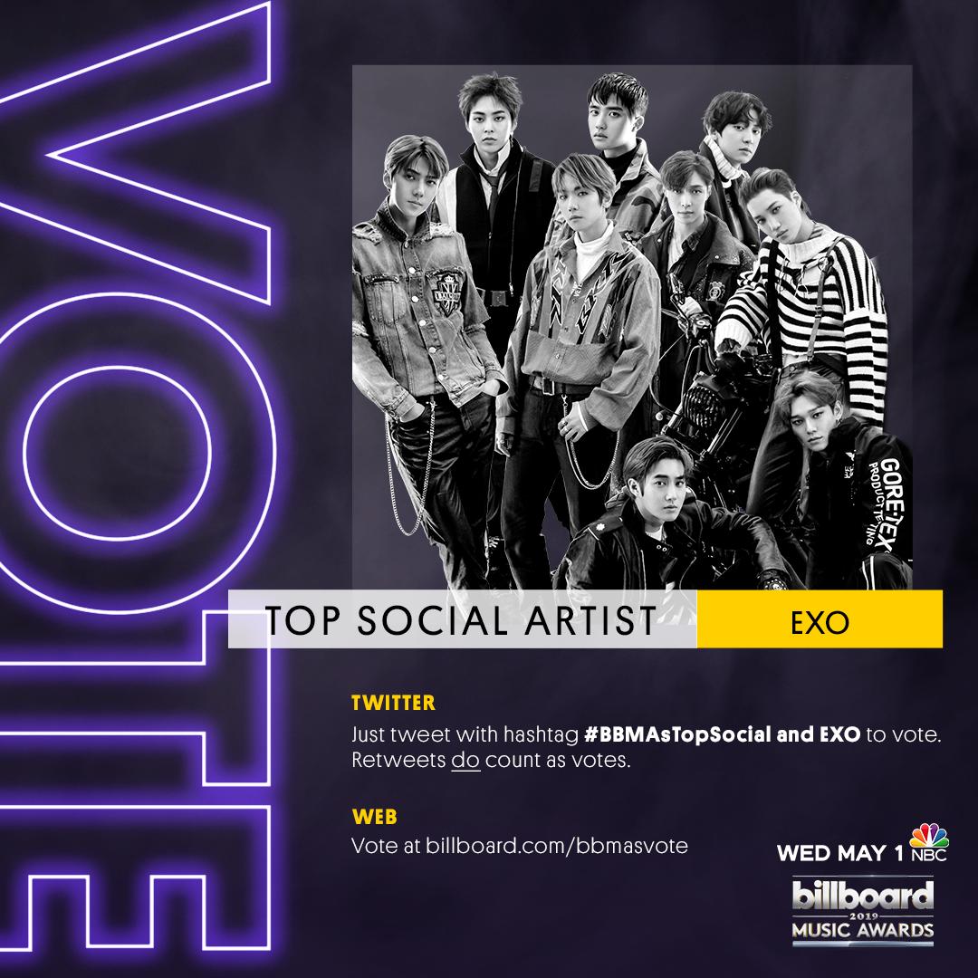 billboard's tweet photo. Vote EXO for #BBMAsTopSocial here: https://t.co/482gyjEYBz https://t.co/NXddvlnPWe