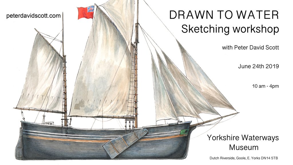 Coming this June .... Book Now 
Join Peter David Scott at the Yorkshire Waterways Museum, sketching the boats and historic buildings along the busy working canal and in the modern port. To book / for more details please visit peterdavidscott.com
 #art  #goole #waterwaysmuseum