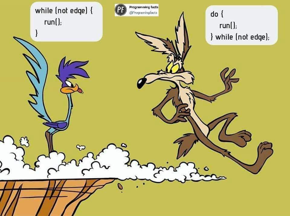 CodeTravelled's tweet image. &apos;While&apos; checks the condition then runs the code. &apos;Until&apos; runs the code then checks the condition. This pic is bound to help you remember ;)
#roadrunner #coyote #whileloop #until #Ruby #coding #programmingmemes