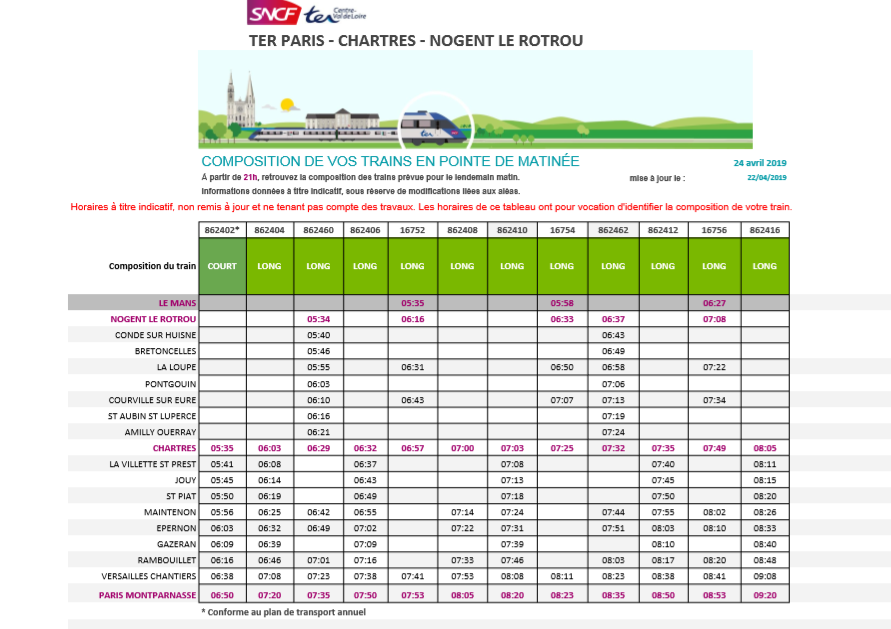 RemiTrainPCLM's tweet photo. 🚂Voici la composition de vos trains pour ce mercredi matin, avec quelques points à noter >
#TER862408 (Chartres 7.02) est court
#TER16756 (Le Mans 6.30), l'avant dernière voiture est condamnée durant tout son trajet
Des questions ? Je suis à votre disposition https://t.co/0o1mtxpZ6M