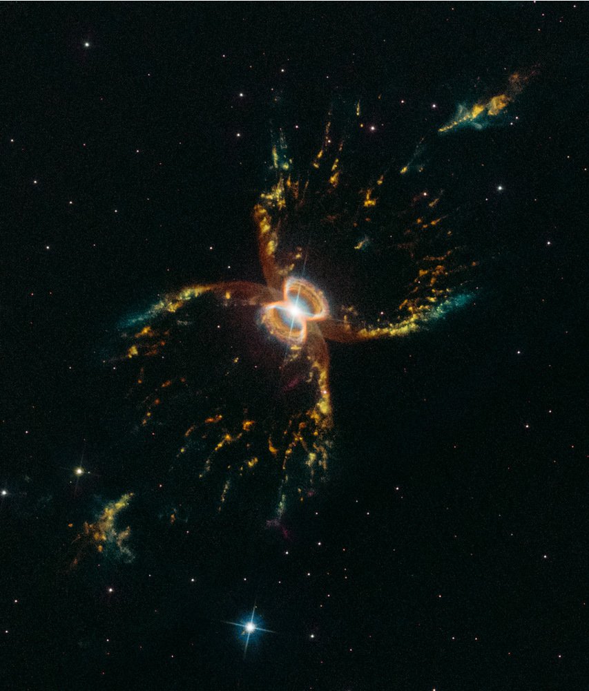 TateJuana's tweet photo. The Shape of the Southern Crab: The symmetric, multi-legged appearance of the Southern Crab Nebula is certainly distinctive. About 7,000 light-years distant toward the southern sky constellation Centaurus, its glowing nested hourglass shapes are produced by the remarkable sy… https://t.co/dQ7D6oRtml