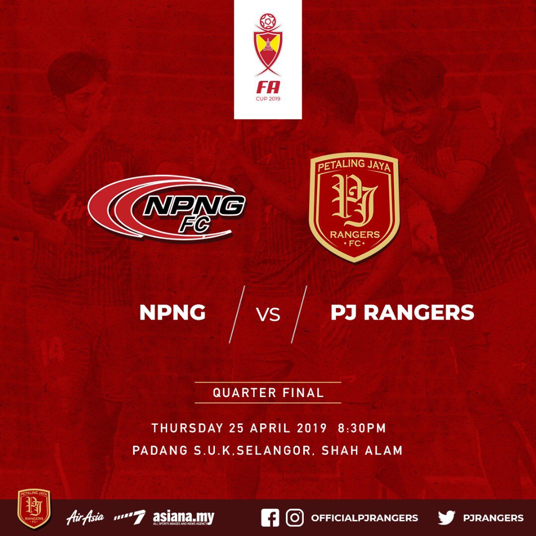 Quarter Final! FAS FA Cup 🏆 !

#PJRangers
#FASelangor
#SelangorFACup2019