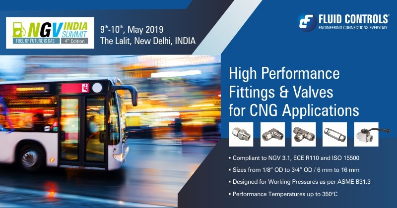 Visiting NGV India Summit? Contact v.lakshmanan@fluidcontrols.com to schedule an appointment. 
Fluid Controls offers high-performance Instrumentation Fittings, Ball Valves, Non Return Valves &Fast-Filling Valves for CNG - Fitted vehicles. #fluidcontrols @NgvSummit