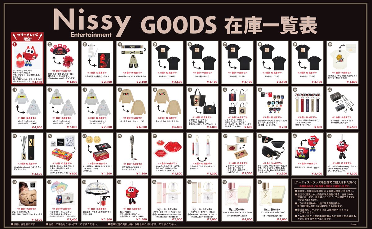 Nissy 5th　グッズセット Nissy Entertainment SHOP &CAFE】 ただいまNissyドームグッズコーナー