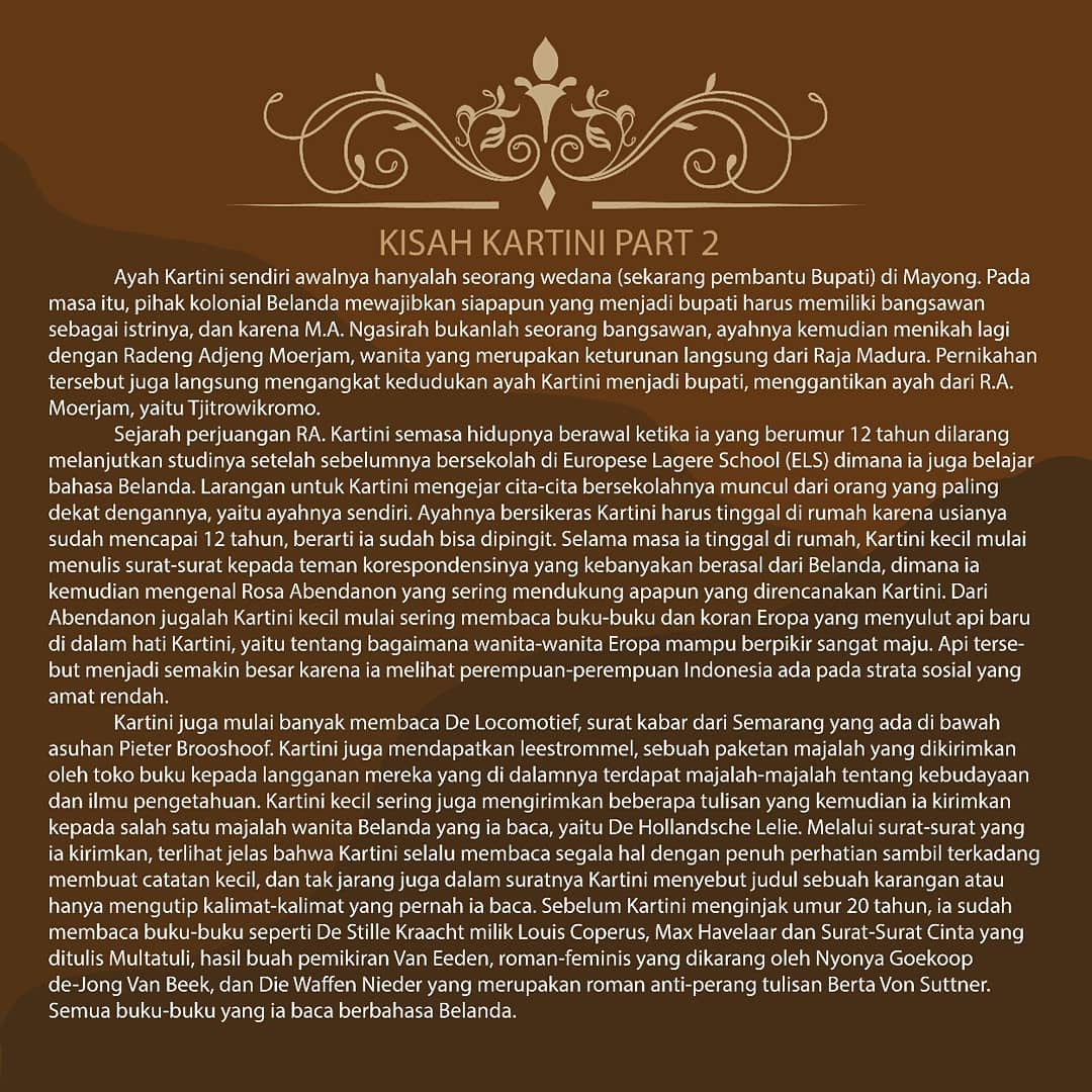 [ DAY-2 ]
Kartini's Day 2019

Duhai Kartini muda teruslah untuk selalu bermimpi. Tulis semua mimpi dan wujudkan satu per satu selagi Kamu bisa. Apalah jadinya hidup ini tanpa sebuah mimpi. Berjalan dengan sembarang tanpa adanya arah tujuan?