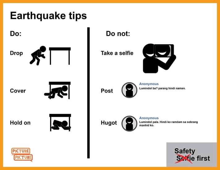 wandereremmaa's tweet photo. Friendly Reminder. 👍 #EarthquakePH #earthquaketips https://t.co/Ksrc9zNczK