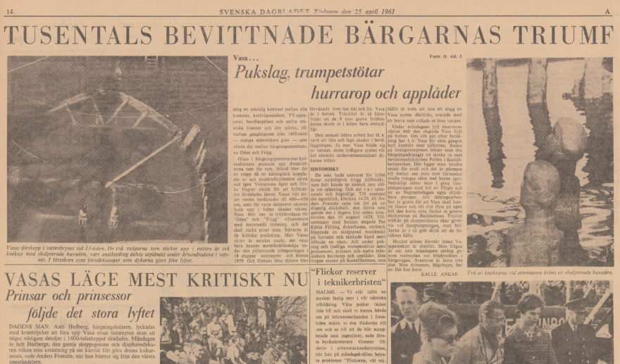 SvD's tweet photo. I dag är det exakt 58 år sedan Vasa bärgades. Om ni är nyfikna kan ni gå in i #svdarkiv och se hur SvD såg ut dagen efter. Följ länken här:
https://t.co/5Pgh6ao6o7 https://t.co/5yqlBGNRkV
