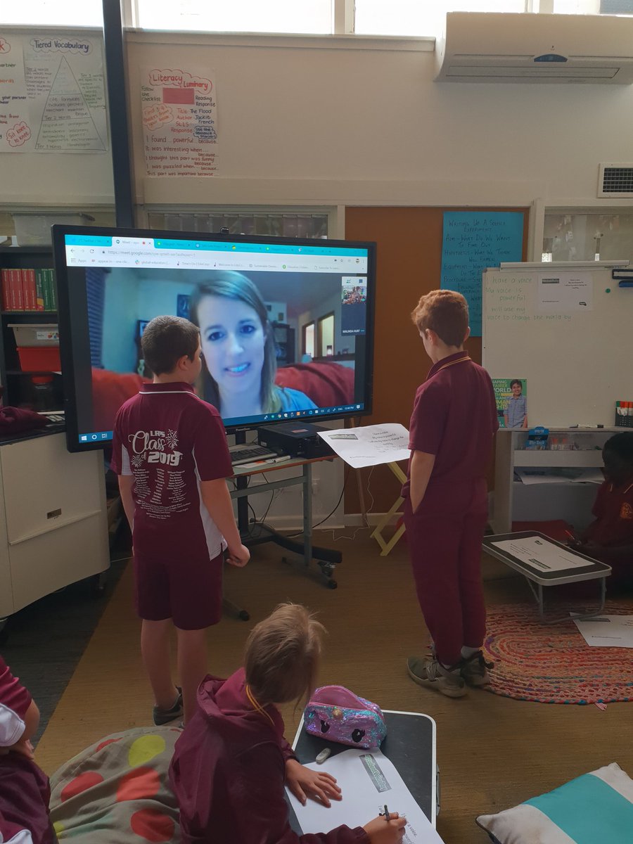 JoyceBronwyn's tweet photo. #StudentVoiceDay began in my classroom with a hangout with the most sensational global advocate @mrshurtteaches. Made my day seeing her smiling face. #TeamOGC #ourglobalclassroom #FlipgridFever https://t.co/8AVmkrT2Q1