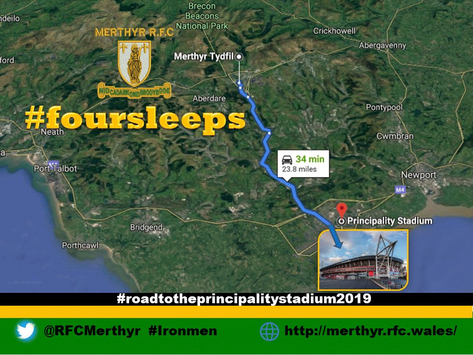 RFCMerthyr's tweet photo. @WelshRugbyUnion
#NationalCupFinal2019
#foursleeps ๐ค ๐ค ๐ค ๐ค
#allroadsleadtotheprincipality
#Ironmen๐ ๐๐ค๐ https://t.co/sIxRlfHga7