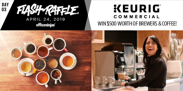 OfficeNinjas's tweet photo. #FlashRaffle time! 💛Celebrate #AdminDay and enter to win up to $500 worth of Brewers and Coffee from our 2019 Flash Raffle partner, @Keurig! ☕️Hurry, this giveaway ends tonight at 11:59PM! https://t.co/QQ67bxoUQE https://t.co/WEBgGHutV9