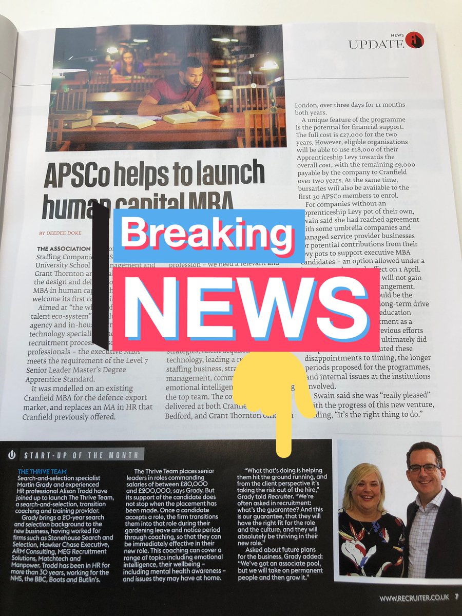 thethriveteam1's tweet image. Great to be featured in @RecruiterMag  as start up of the month. #searchandselection #search #selection #headhunting #transition #coaching #mentalhealth #MentalHealthAwareness #startup