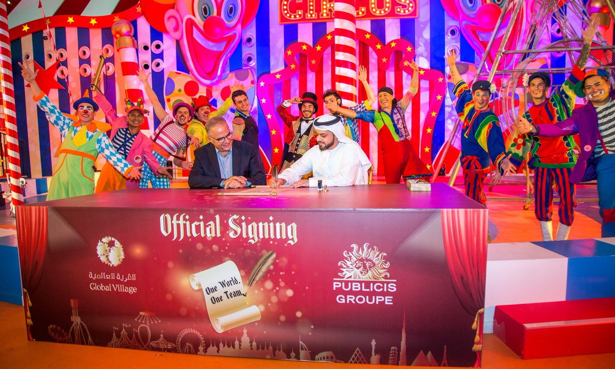 Clowns, acrobatics, more clowns, and a new contract! This is how we celebrated our new strategic partnership with <a href="/GlobalVillageAE/">Global Village القرية العالمية</a>! 
We're leveraging the #PowerofOne <a href="/PublicisGroupe/">Publicis Groupe</a> to take Global Village to new heights and turn its global ambitions into a reality.