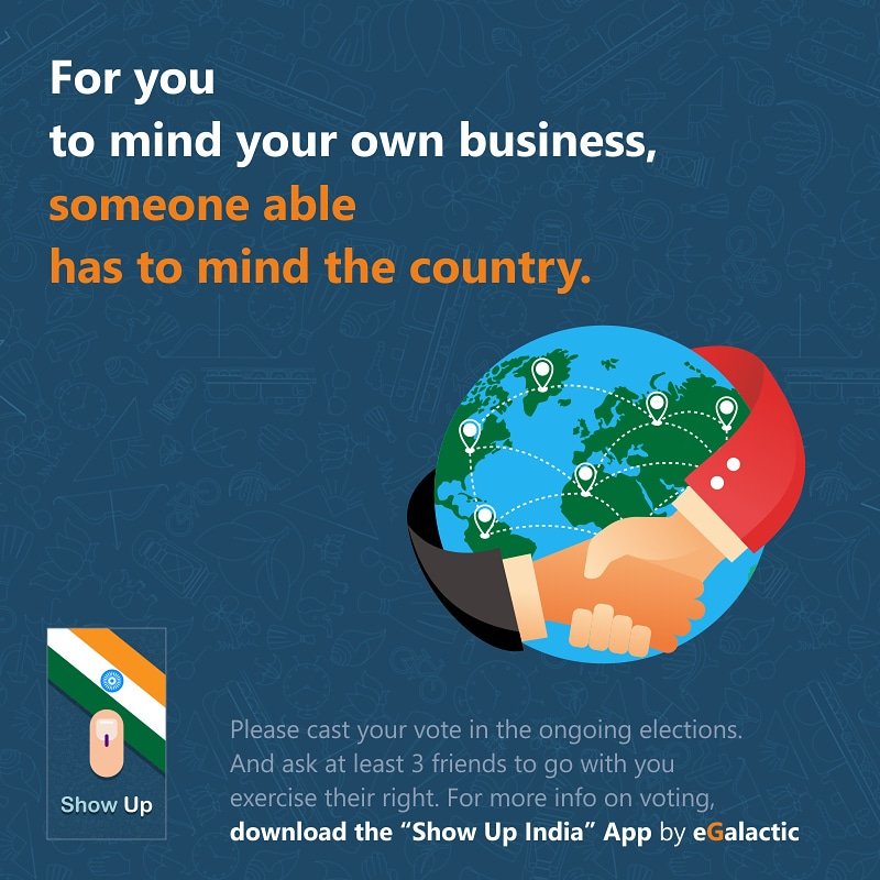 ShowUpIndia's tweet photo. By voting u can choose ur right leader.This election do vote n bring 3 more people to vote with u. Download the"Show Up India" app. Android - https://t.co/Lsc5GBx5go
 IOS-  https://t.co/xNxgE1fFO8

#loksabhaelections2019 #BJP #Congress #delhincr #Mumbai #GeneralElections2019 https://t.co/pqZ36doeh1
