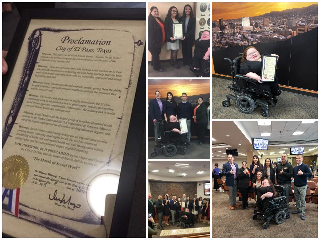 MORQUIO_life's tweet photo. On  3-19-2019 I was part of a great team of 4 amazing, intelligent, inspiring UTEP BSW women who got March officially Proclaimed as Social Worker appreciation month in the city of El Paso, TX. by the city mayor himself. #NASW  #mylifestory #lifewithmpsiva #UTEP #ClassOf2019 #BSW https://t.co/OVtNRmDUvh