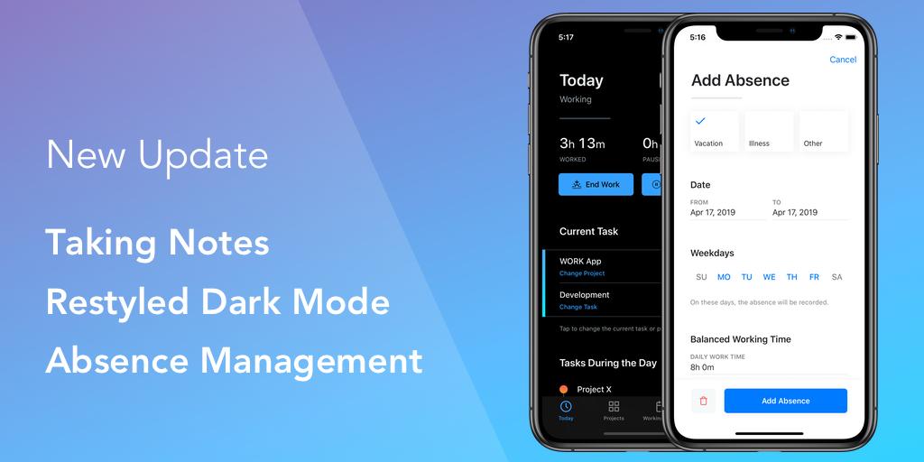 WorkAppSupport's tweet image. 🔥 WORK 2.0 is here!
Absence management, taking notes and a restyled dark mode included. 

WORK was also released on @ProductHunt !
producthunt.com/posts/work
