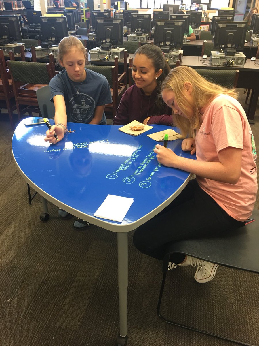 WilsonMSLibrary's tweet image. SADD students use our new dry erase tables to write year-end reflections to share with the club. #hubofschool