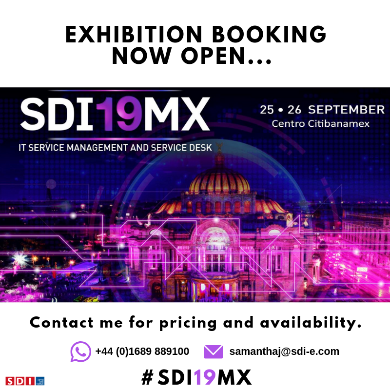 🔊 Exhibition spaces are now up for grabs at our 4th Latin American Conference and Awards for Service Desk Leaders. Speaking sessions are available but limited 😩, so please contact me ASAP to avoid disappointment. 👍 #itsm #itsmevent #sdi19mx #itsmtool #itsmvendor #servicedesk