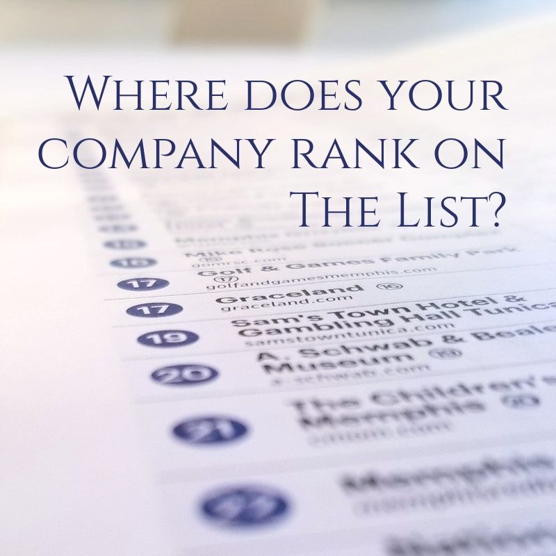 MBJMemphis's tweet image. Is your company ranked at the top of a list? Do you want to find out how to stay ranked at the top or how to move up on your Top 25 List? Contact us to get more information on our Top 25 Lists and our #BookofLists: bit.ly/2VZJNfT