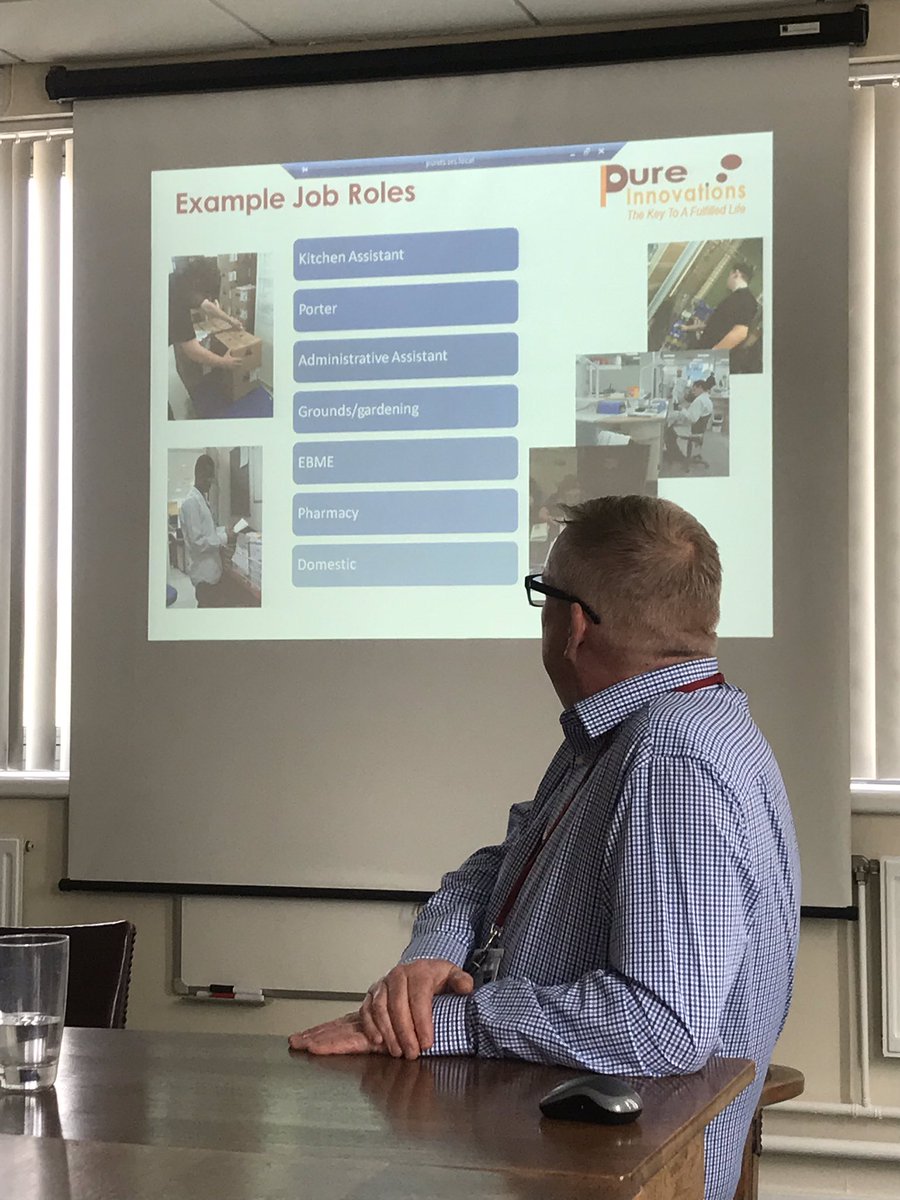 Hearing today from Lee Jones of <a href="/weare_pure/">Pure Innovations</a> about the supported internship programme for young people with special education needs &amp; disabilities. Aim to lead to paid employment. This is the first year we are running at Fairfield with @BankElms
