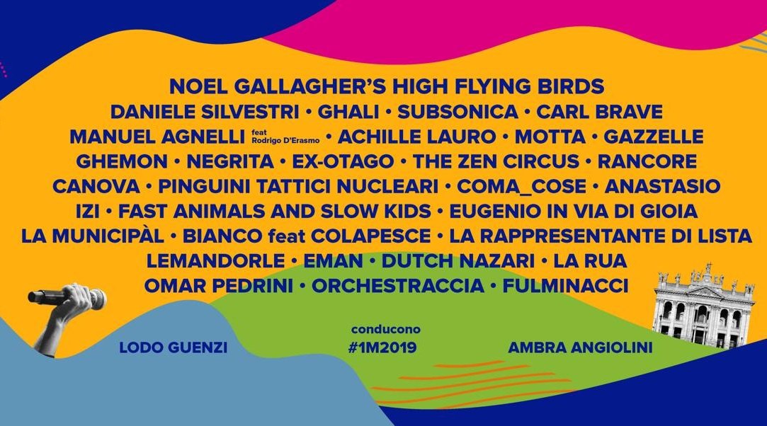 Raiofficialnews's tweet photo. ⚡️@subsonica, @daniesilvestri, @AchilleIDOL, @Ghemon, @NoelGallagher e tanti altri ➡https://t.co/pakd15DeAs
29esimo Concertone del @primomaggioroma, con Ambra Angiolini e Lodo Guenzi.
#1M2019 #unpassoavanti

Tutti gli artisti che saliranno sul palco di Piazza San Giovanni https://t.co/ItzIRovCJp