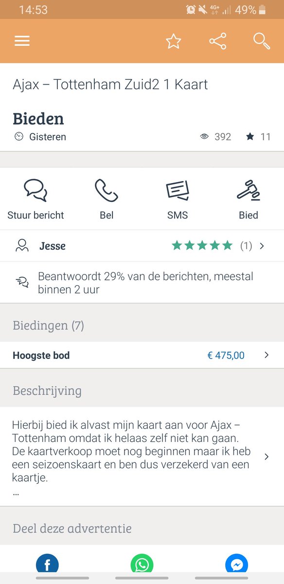 DaanSchipperss's tweet photo. @AjaxFancare @AFCAjax @SpursOfficial We hebben er weer een.. biedt zijn kaartje aan nog voor dat de verkoop was begonnen.. 😓Kijken jullie mee? https://t.co/0pnvjjkRqb